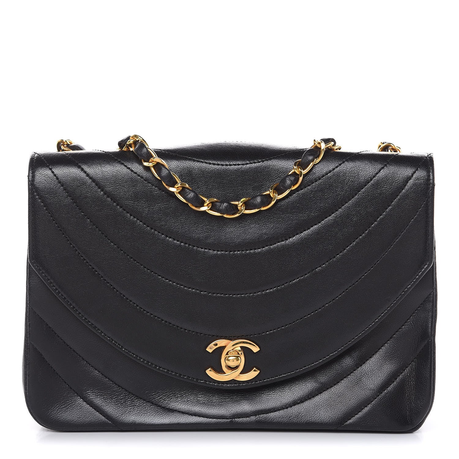 Chanel Lambskin Ribbon Quilted Small Single Flap Black 1 of 16