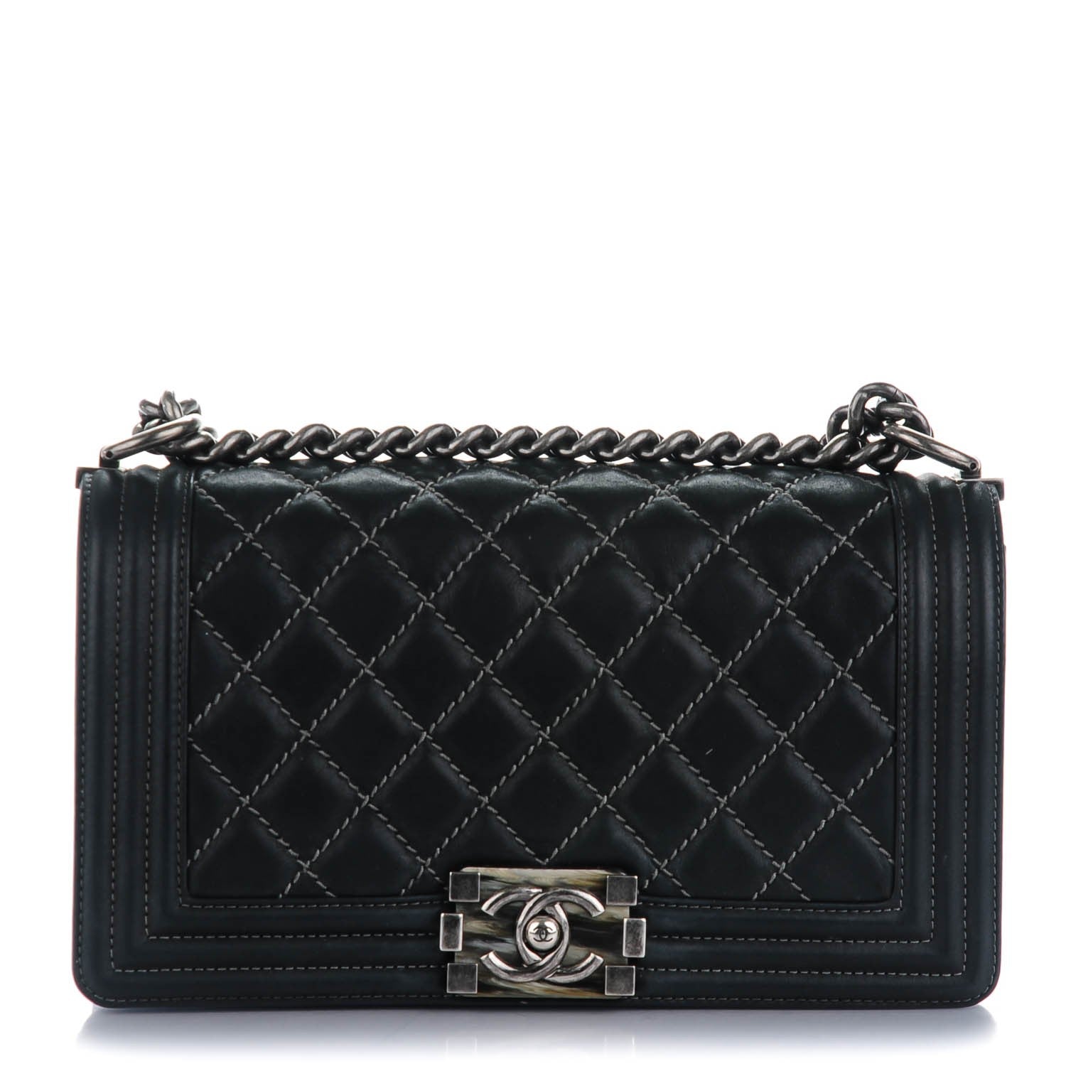 Chanel Iridescent Calfskin Quilted Medium Boy Flap Black 1 of 8