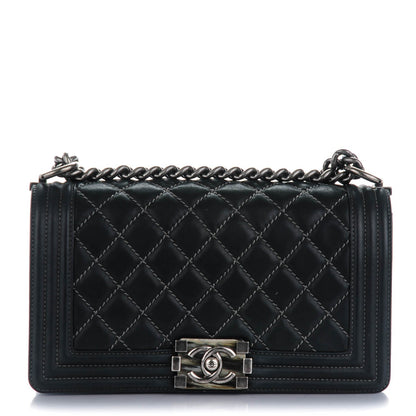 Chanel Iridescent Calfskin Quilted Medium Boy Flap Black 1 of 8
