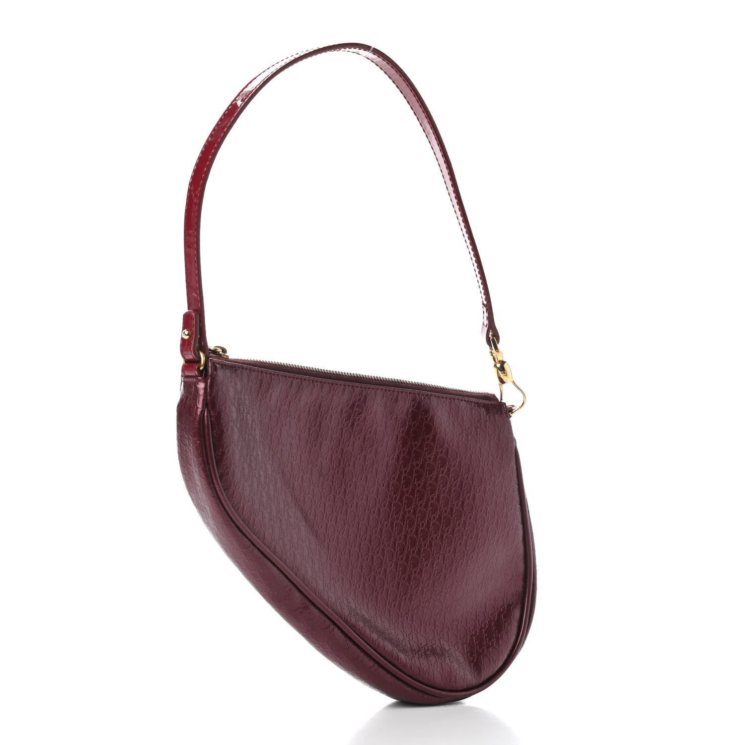 Christian Dior Patent Monogram Mini Saddle Pochette Red 3 of 7