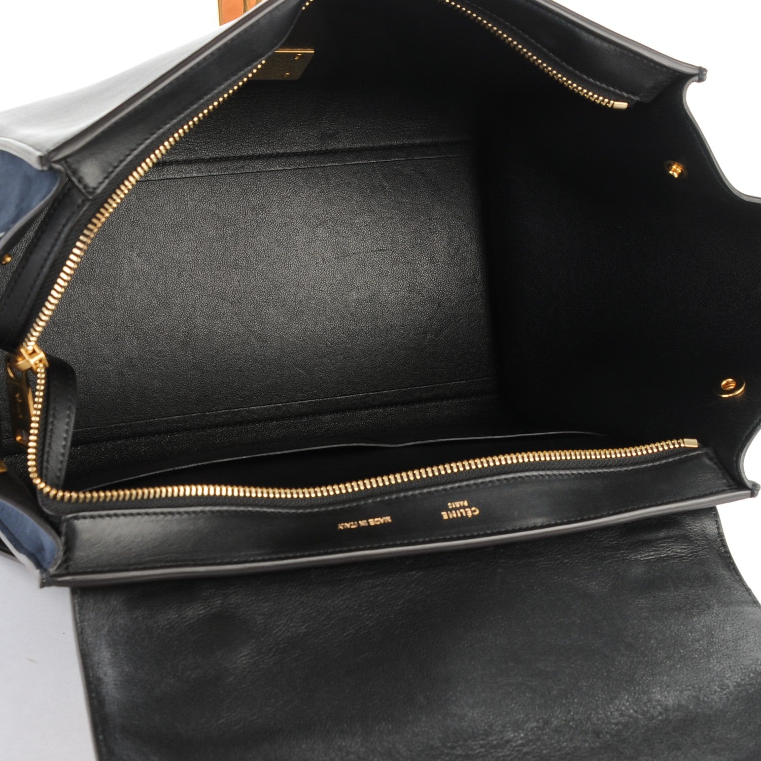 Celine Nubuck Crocodile Embossed Small Trapeze Navy 6 of 8