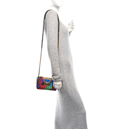 Chanel Fabric Printed Chanel 19 Wallet On Chain WOC Black Multicolor 2 of 12