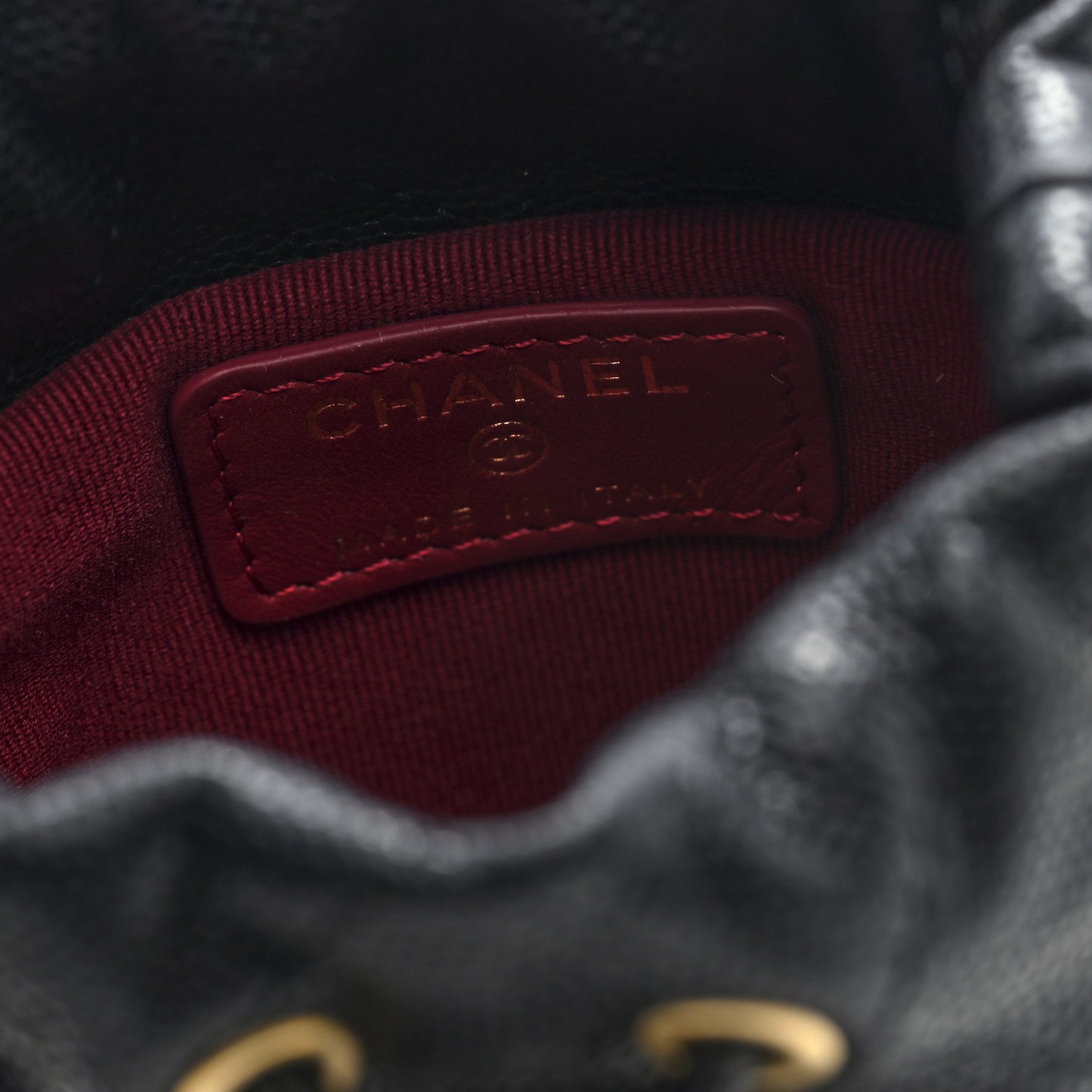 Caviar Quilted Twist Your Buttons Micro Bucket Bag Black