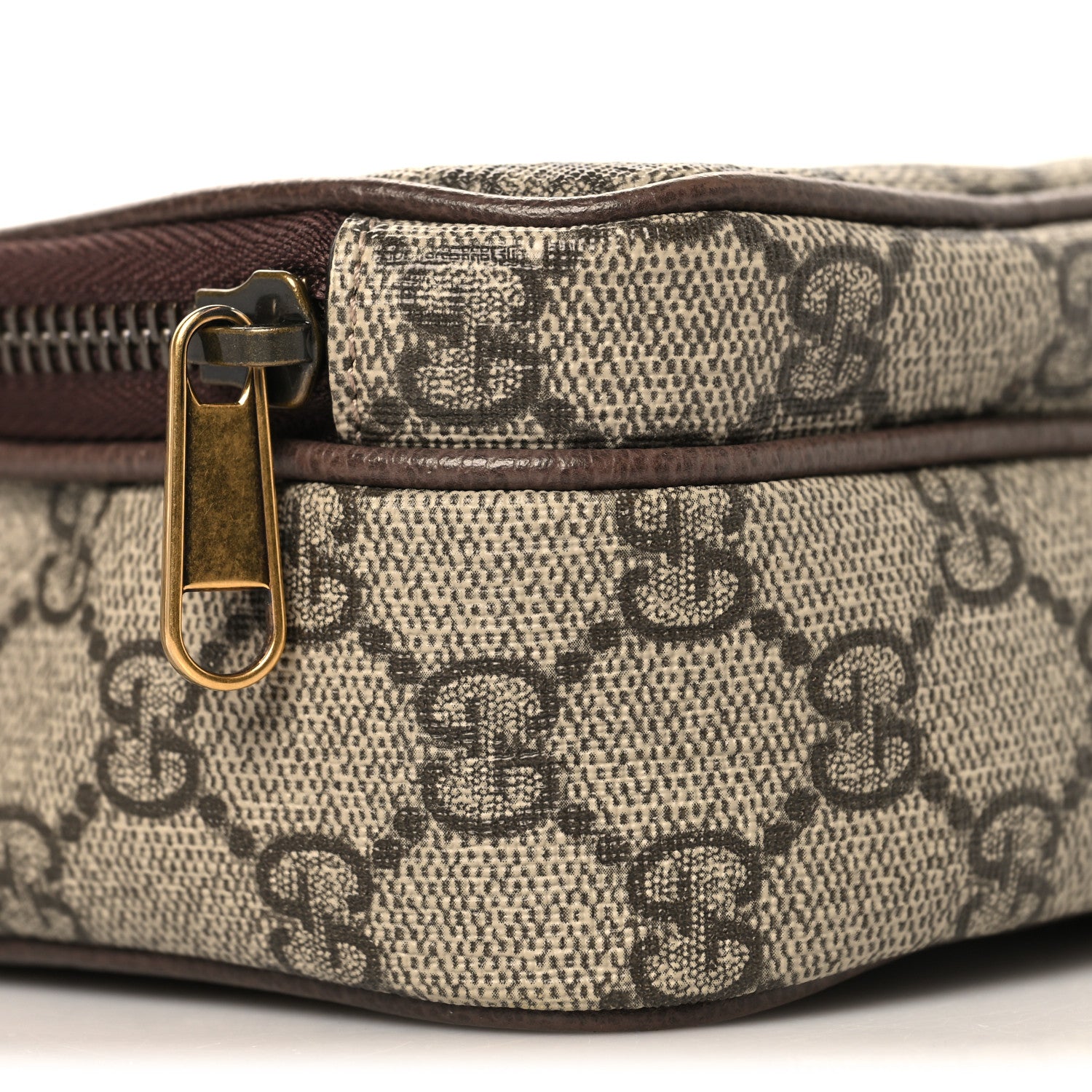 Gucci GG Supreme Monogram Mini Neo Vintage Double Zip Messenger Bag Beige New Acero Crop 9 of 10
