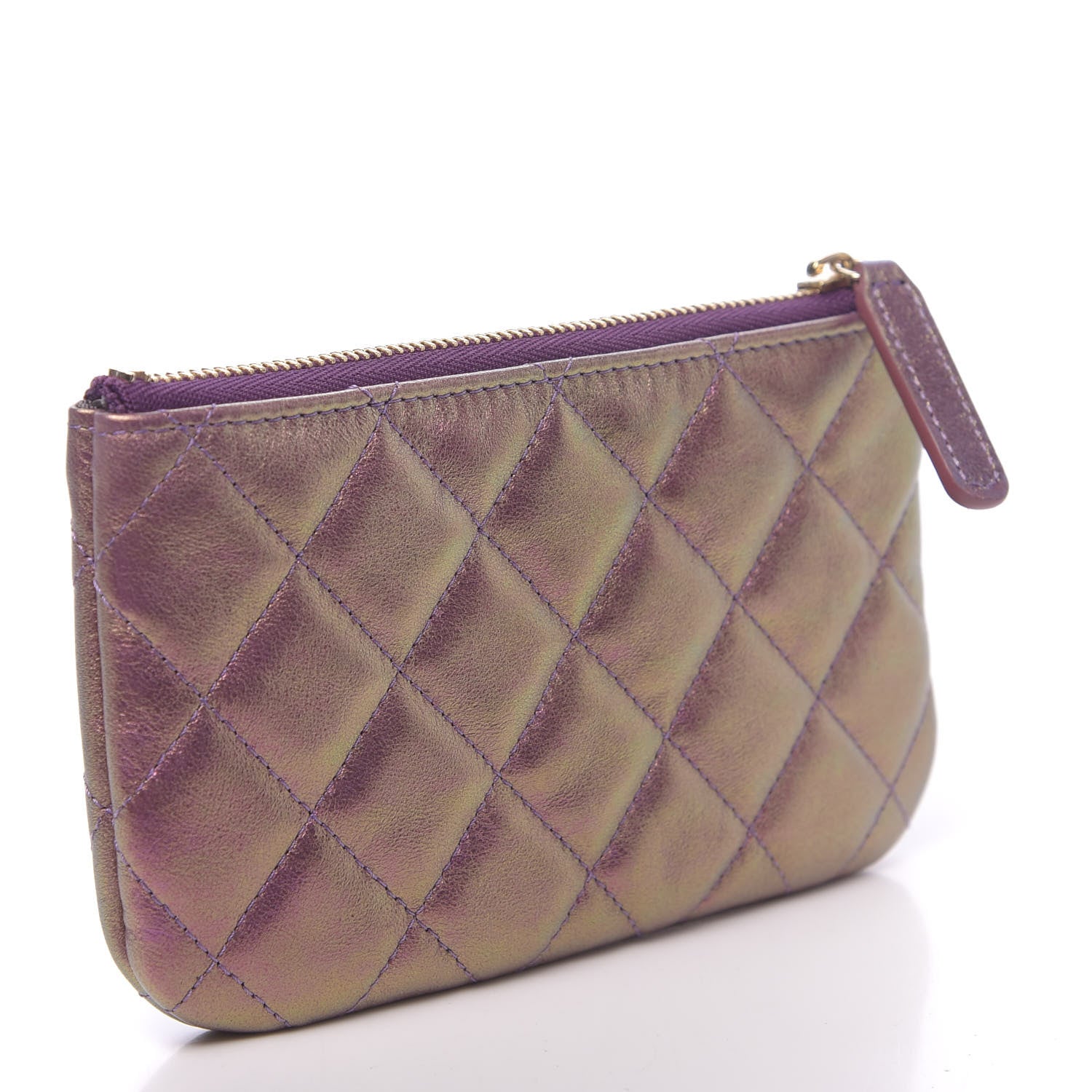 Chanel Iridescent Lambskin Quilted Small Cosmetic Case Purple 3 of 8