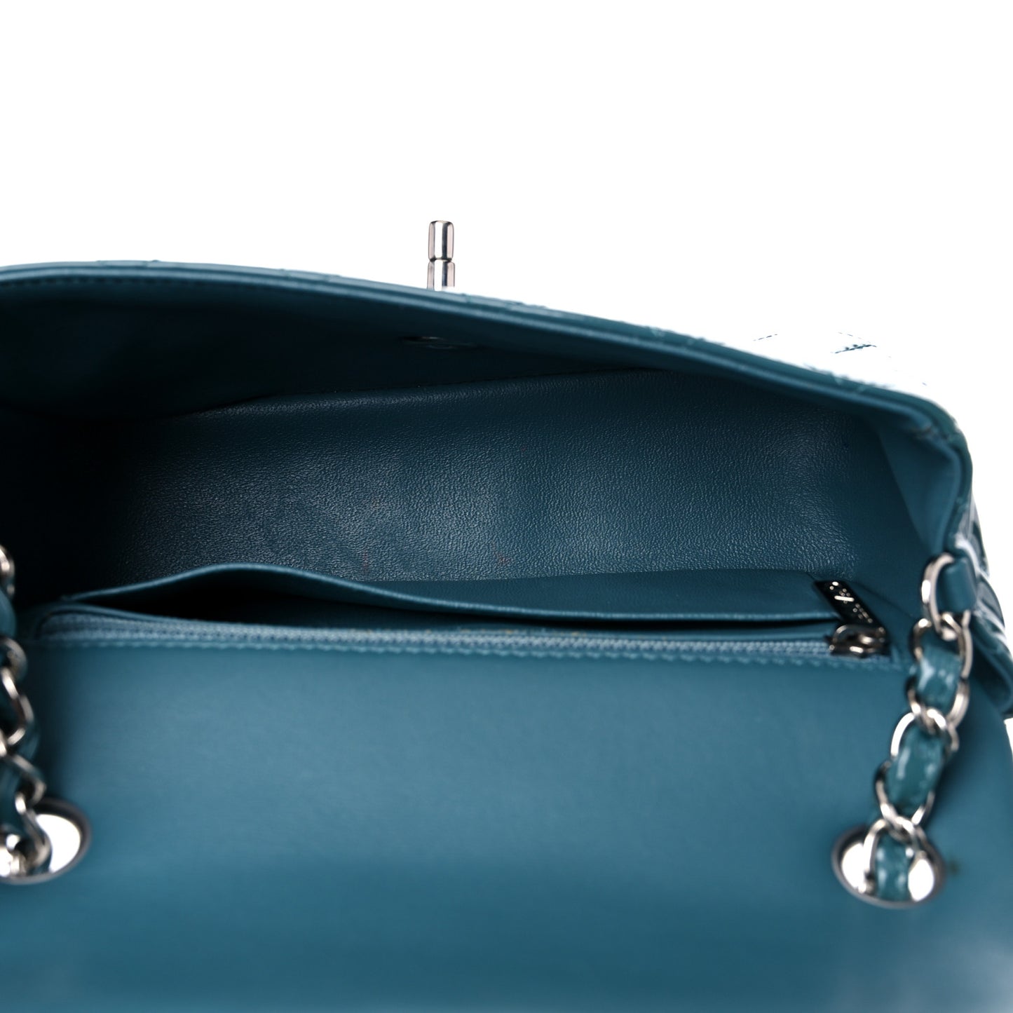 Patent Quilted Mini Rectangular Flap Turquoise