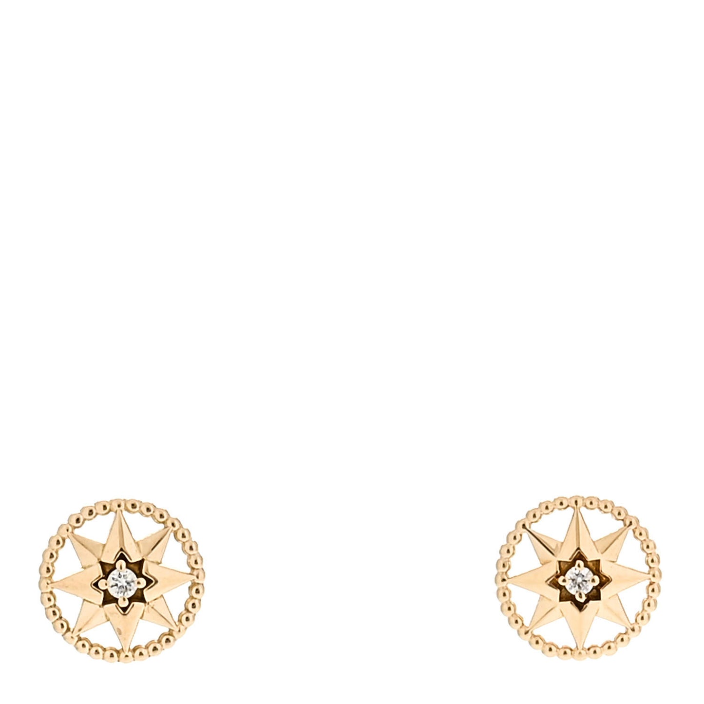 18K Yellow Gold Diamond XS Rose Des Vents Earrings