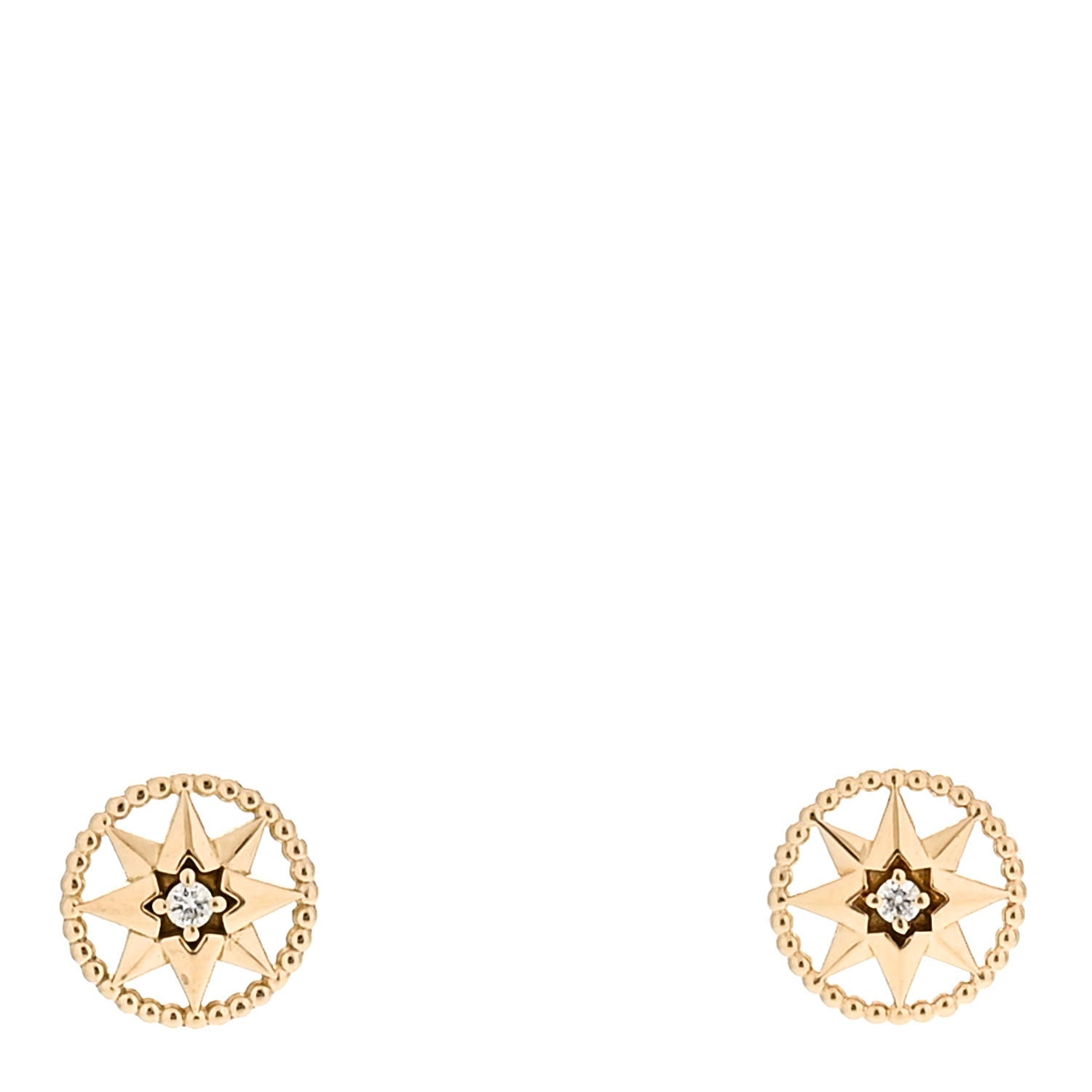 Christian Dior 18K Yellow Gold Diamond XS Rose Des Vents Earrings 1 of 5