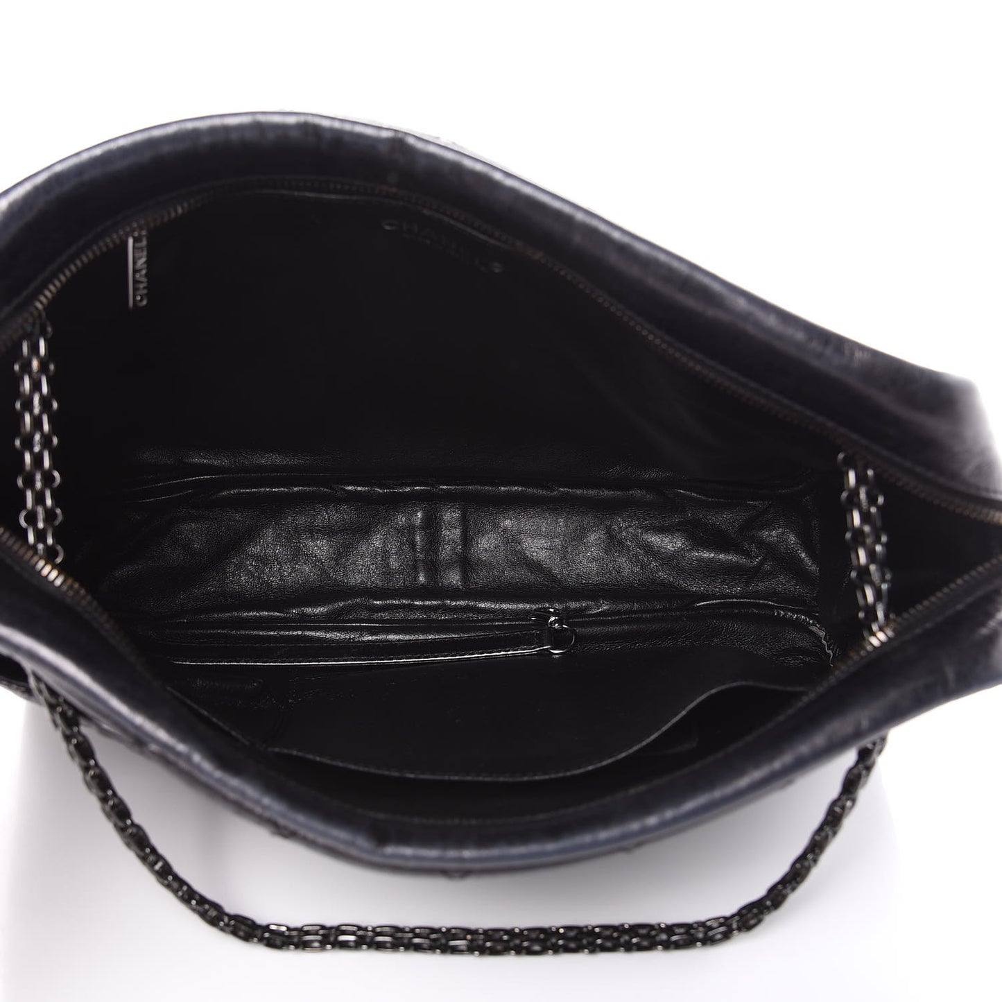 Metallic Aged Calfskin Quilted Large Reissue Camera Case Black
