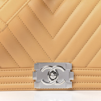 Chanel Calfskin Chevron Quilted Medium Boy Flap Yellow 10 of 11