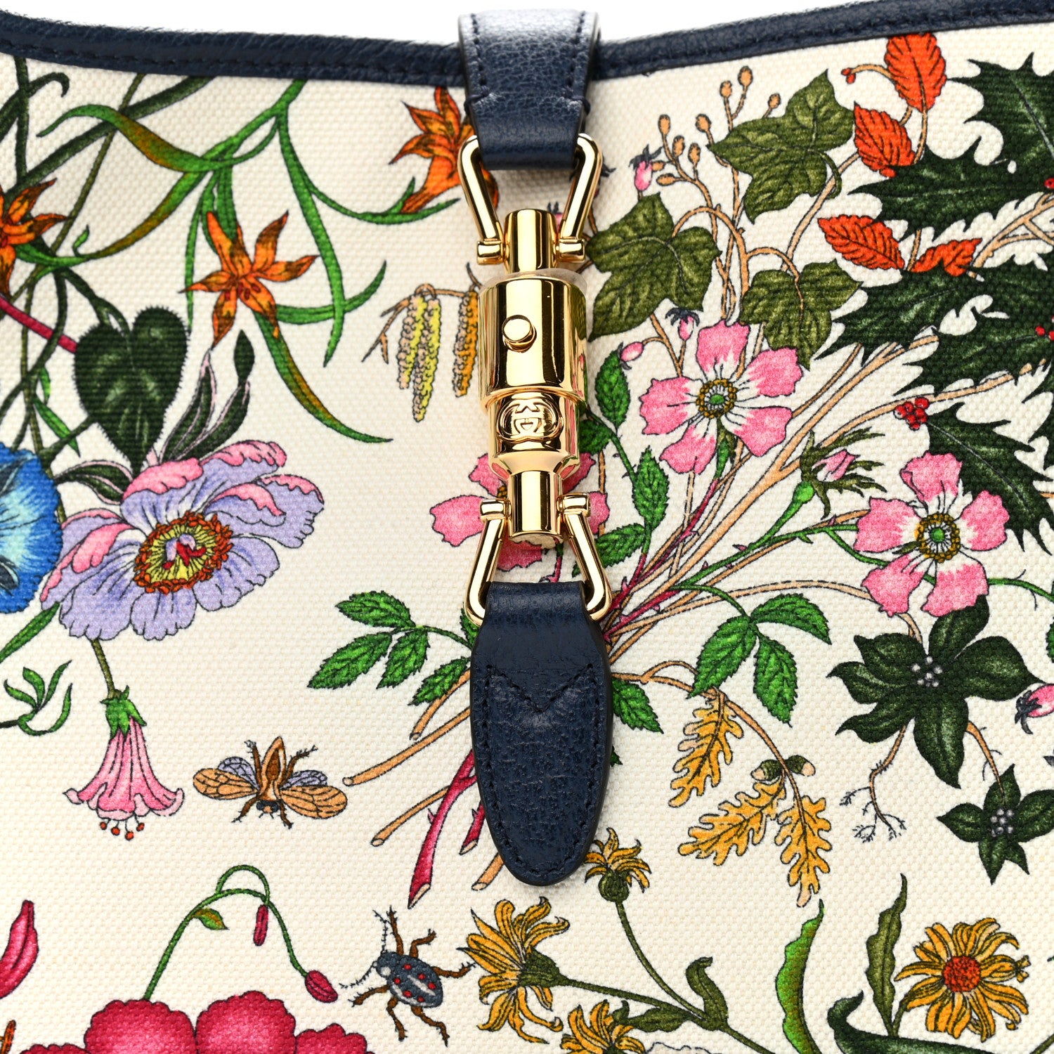 Gucci Canvas Flora Medium Jackie Hobo Blue Agata 11 of 11