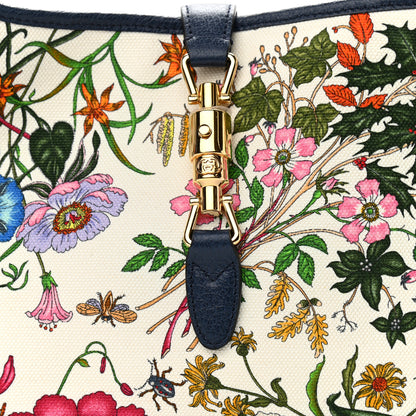 Gucci Canvas Flora Medium Jackie Hobo Blue Agata 11 of 11