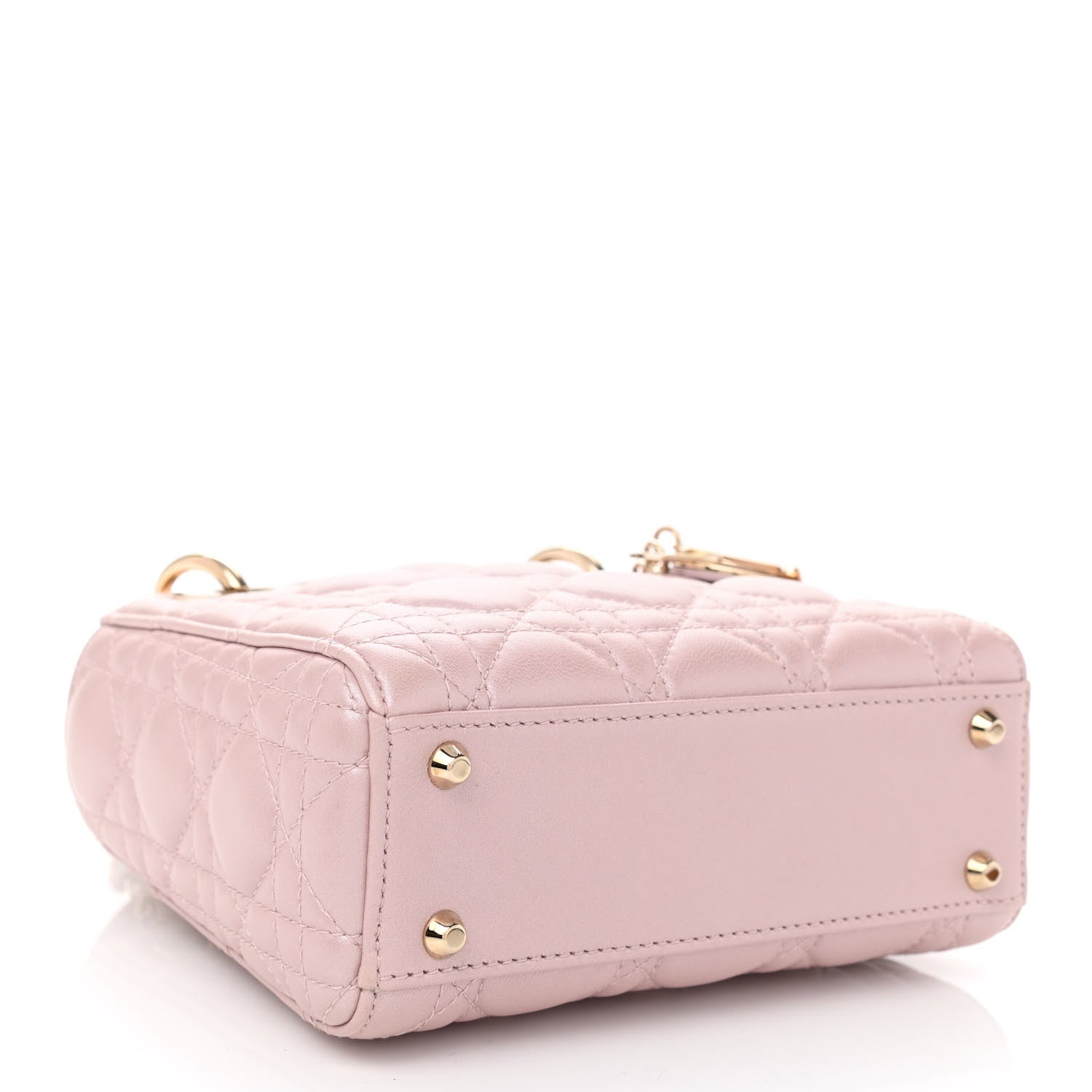 Christian Dior Metallic Lambskin Cannage Mini Lady Dior Lotus 3 of 7