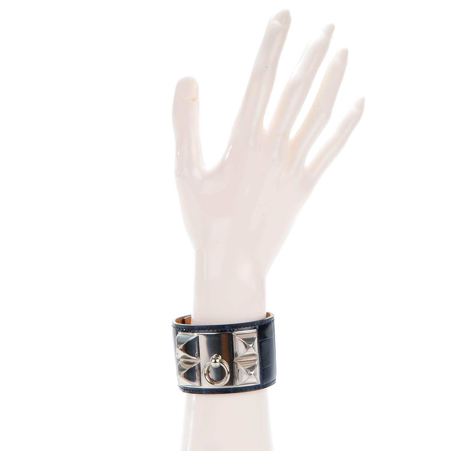 Hermes Shiny Alligator Collier De Chien CDC Bracelet S Bleu Marine 2 of 8
