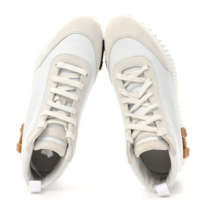 Hermes Goatskin Suede Hip-Hop High Top Sneakers 38 White 2 of 11