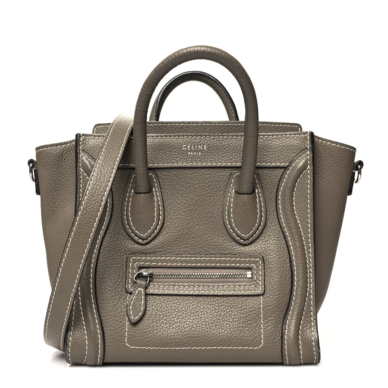 Celine Drummed Calfskin Nano Luggage Souris 1 of 14