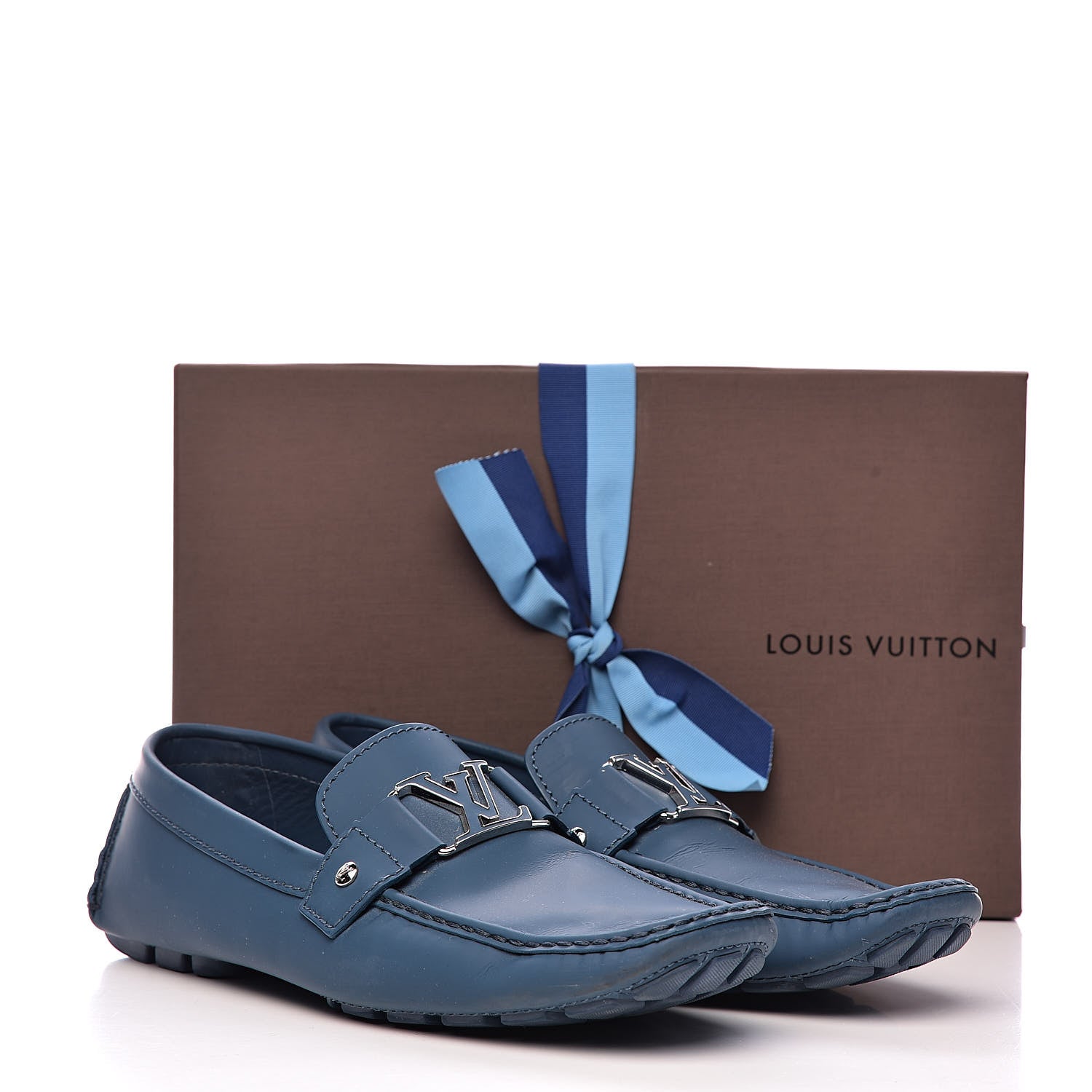Louis Vuitton Calfskin Mens Monte Carlo Car Shoe Moccasin Loafers 9.5 Blue 14 of 14