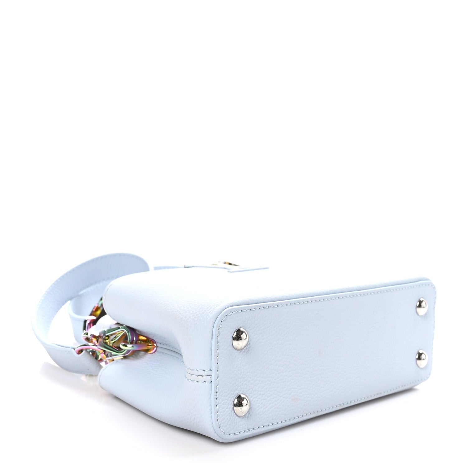 Louis Vuitton Taurillon Capucines East West Mini Scarabeo Iridescent Washed Blue 3 of 8