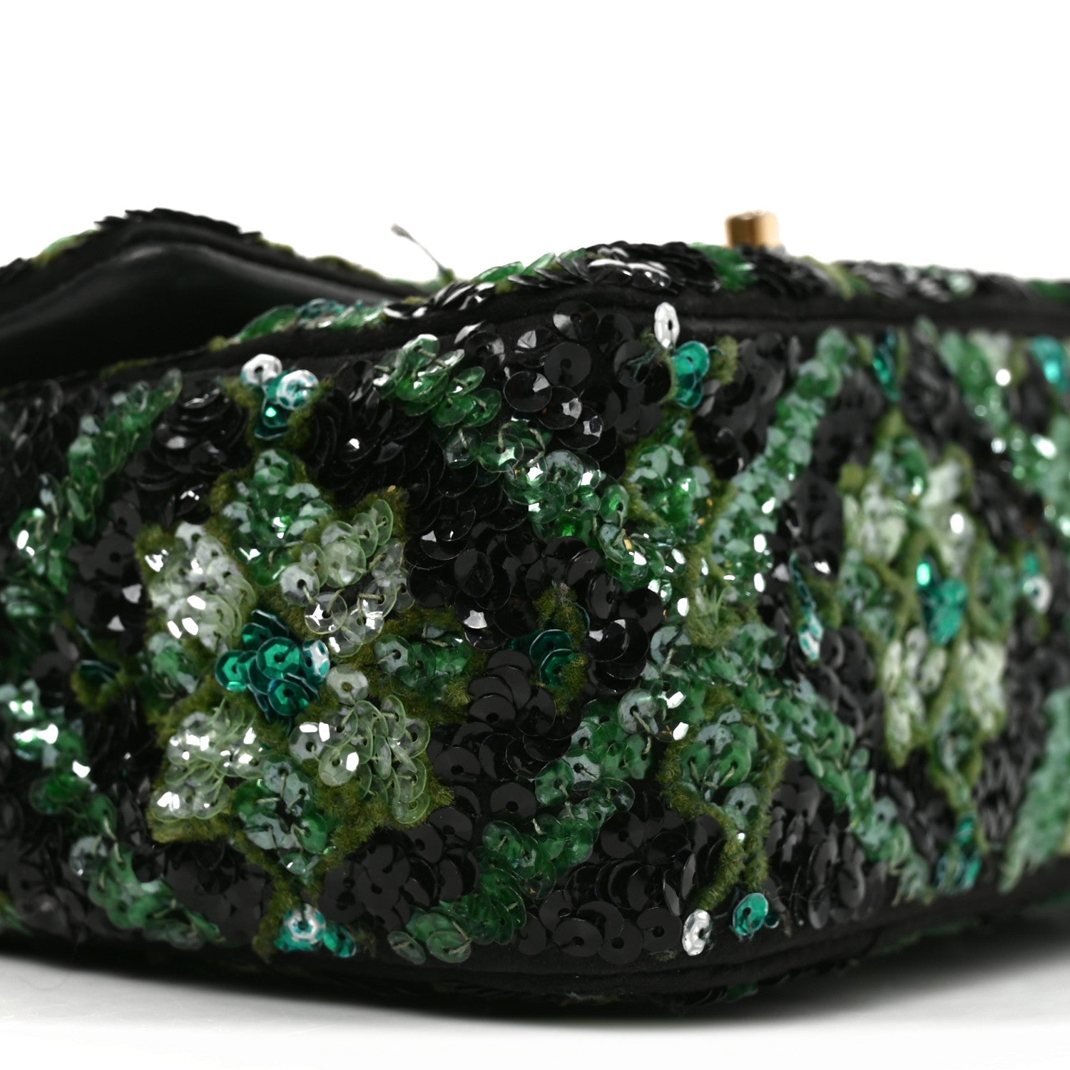 Chanel Sequin Mosaic Mini Rectangular Flap Green Black 9 of 12