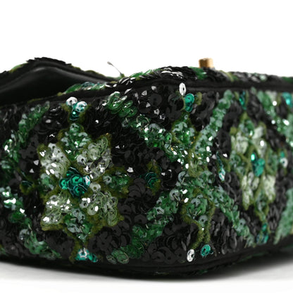 Chanel Sequin Mosaic Mini Rectangular Flap Green Black 9 of 12