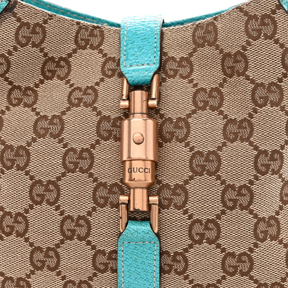 Gucci Monogram Mini Piston Lock Jackie O Hobo Blue 8 of 10