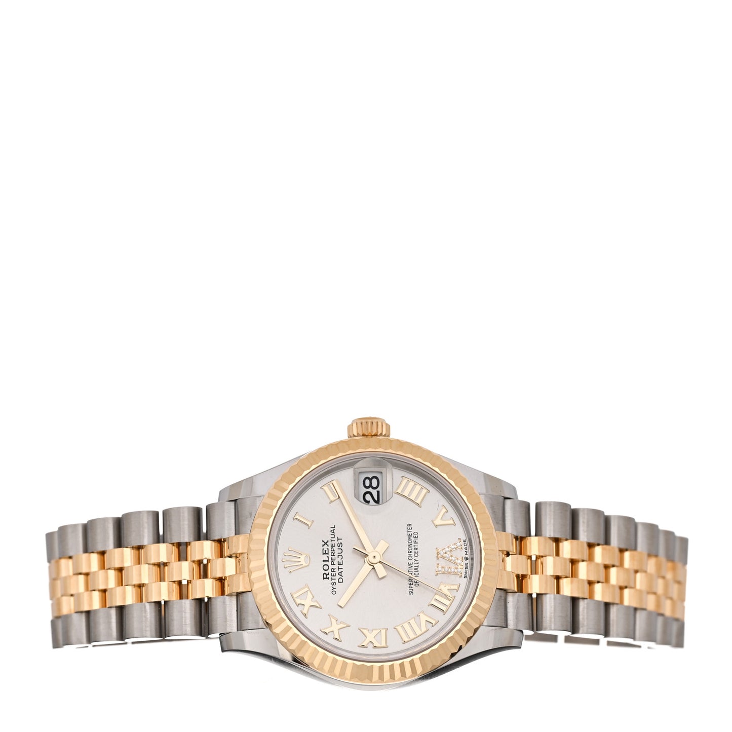 Stainless Steel 18K Yellow Gold Diamond 31mm Oyster Perpetual Datejust Watch Silver Roman 278273
