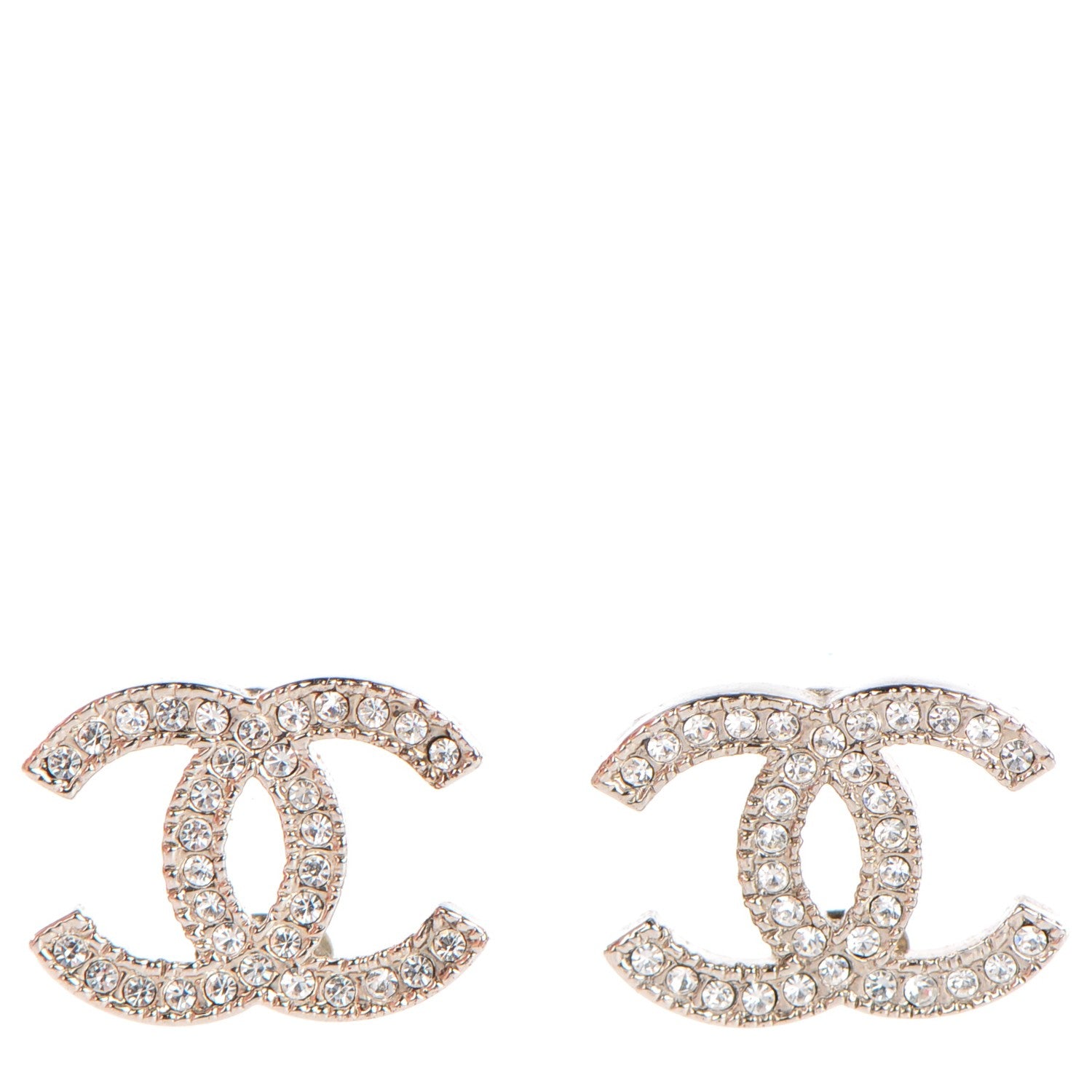 Chanel Crystal CC Earrings Silver 1 of 5