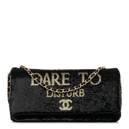 Chanel Sequin Paris Cosmopolite Dare To Disturb Flap Black Gold 1 of 9
