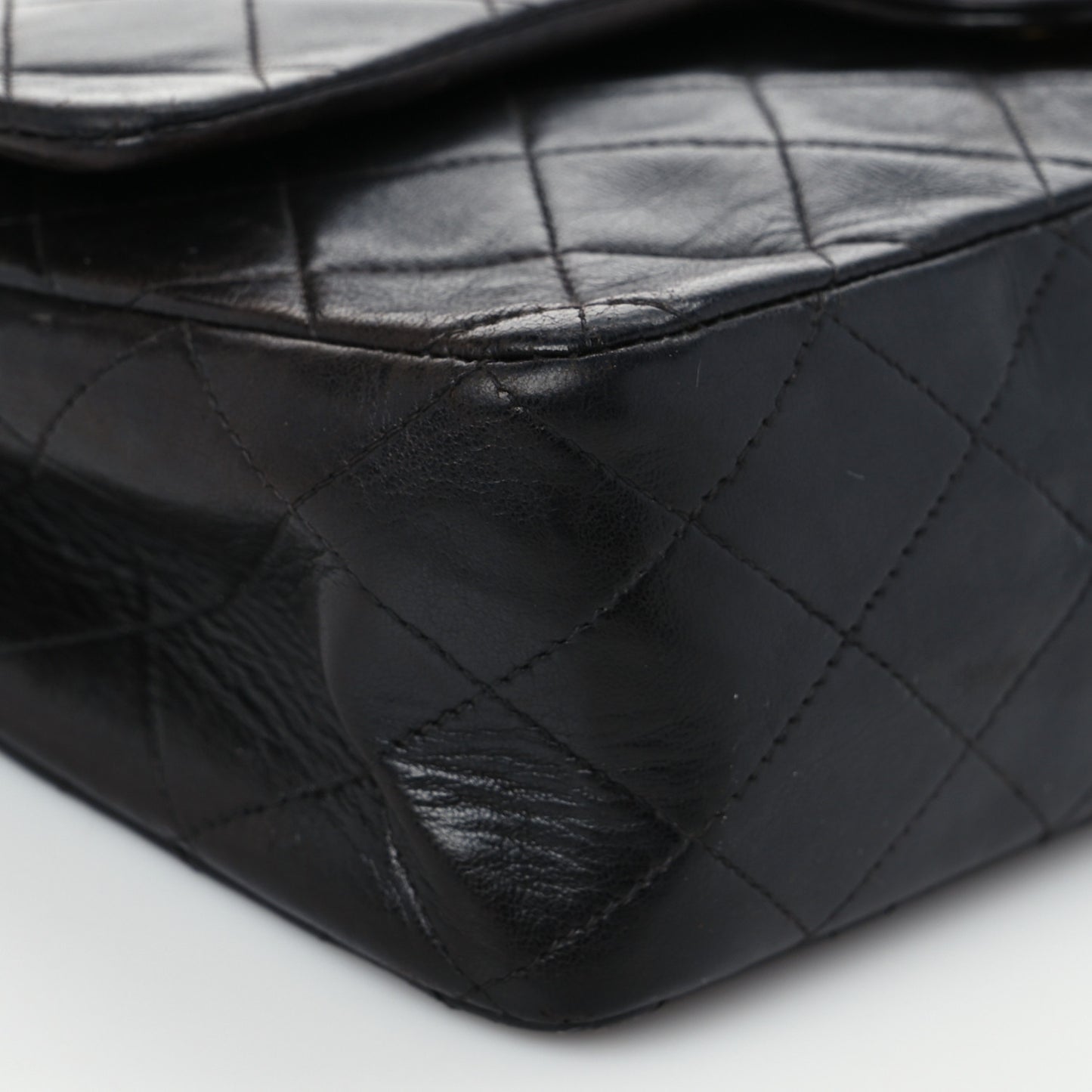 Lambskin Quilted Medium Double Flap Black