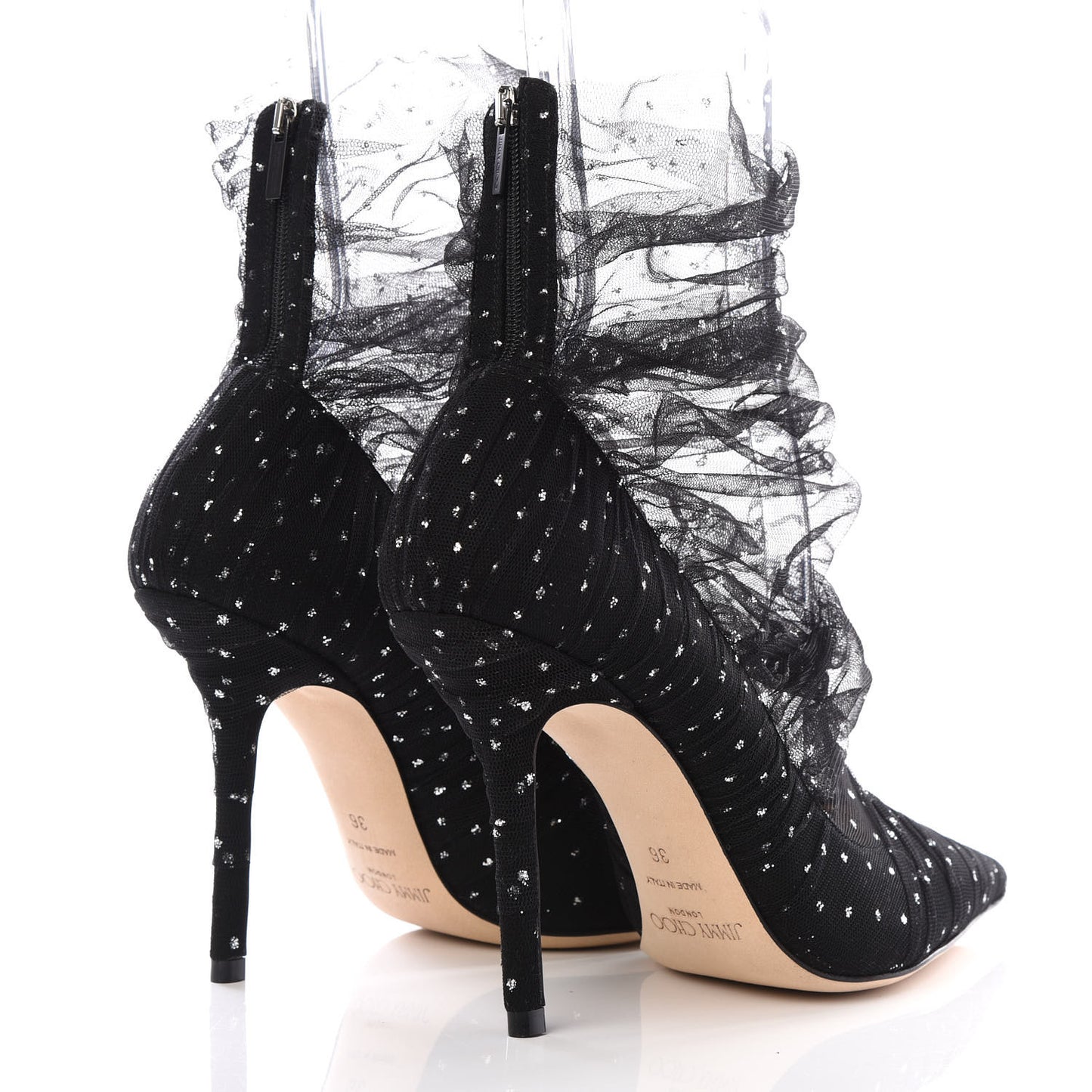 Suede Tulle Lavish 100 Pumps 36 Black Silver