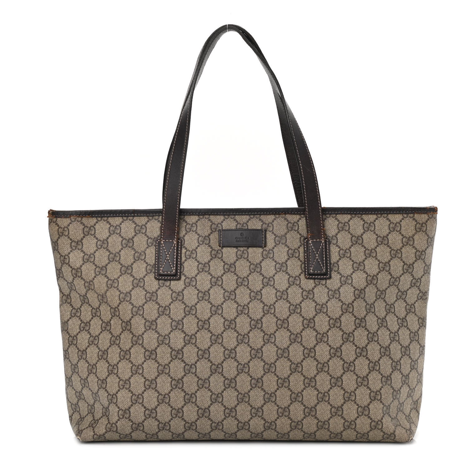 Gucci GG Supreme Monogram Medium Zippered Shopping Tote Dark Brown 1 of 14