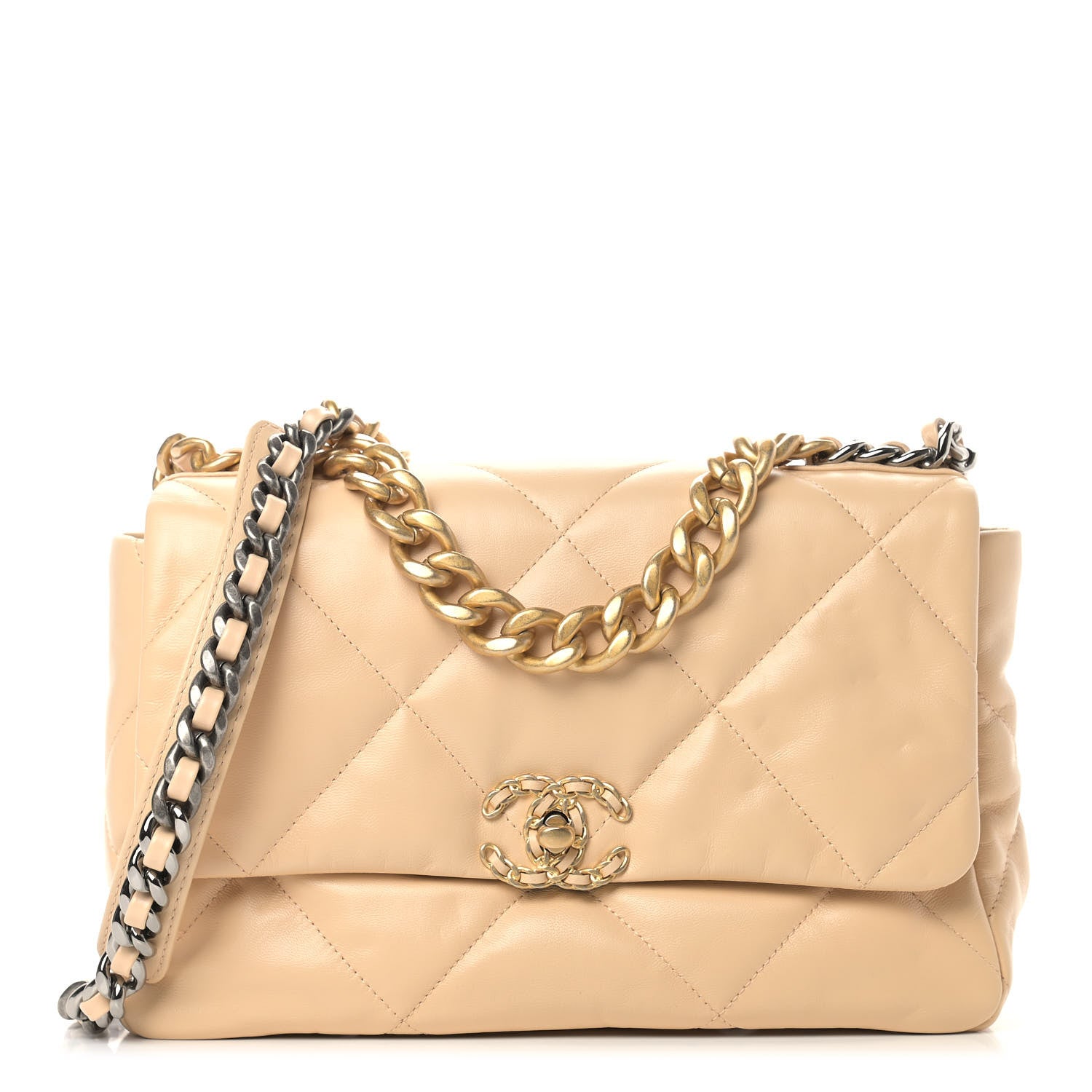 Chanel Lambskin Quilted Large Chanel 19 Flap Beige 1 of 9