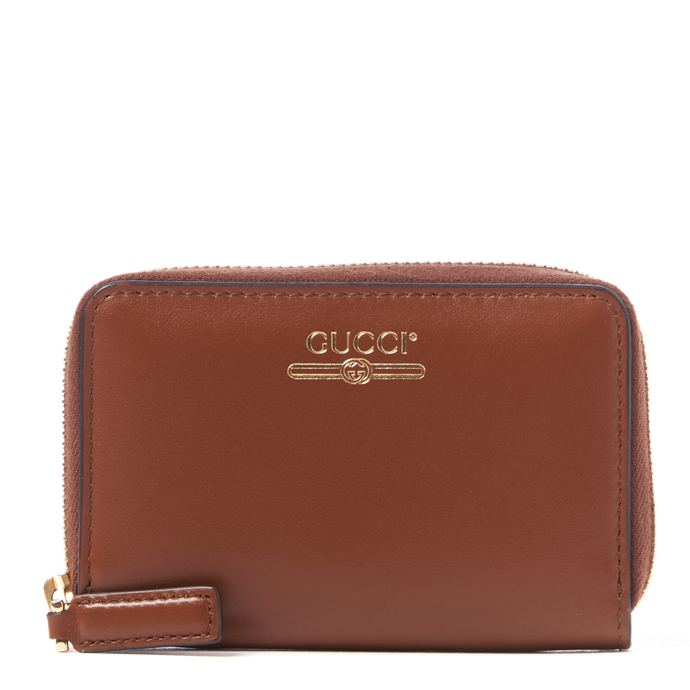 Plutone Calfskin Logo Zip Around Card Case Cuir