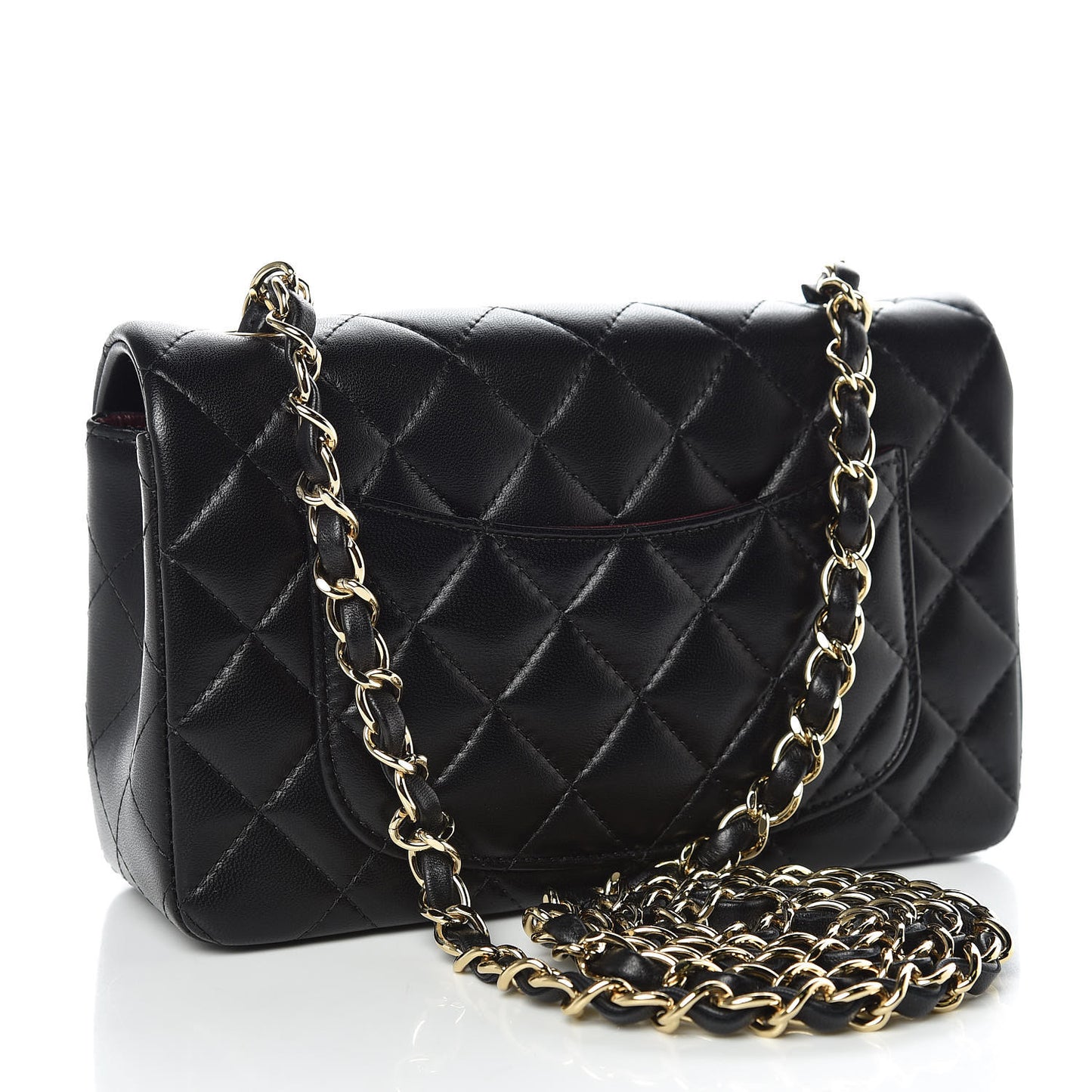 Lambskin Quilted Mini Rectangular Flap Black