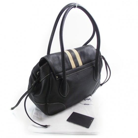 Prada Vitello Daino Stripe Sacca Black 3 of 11