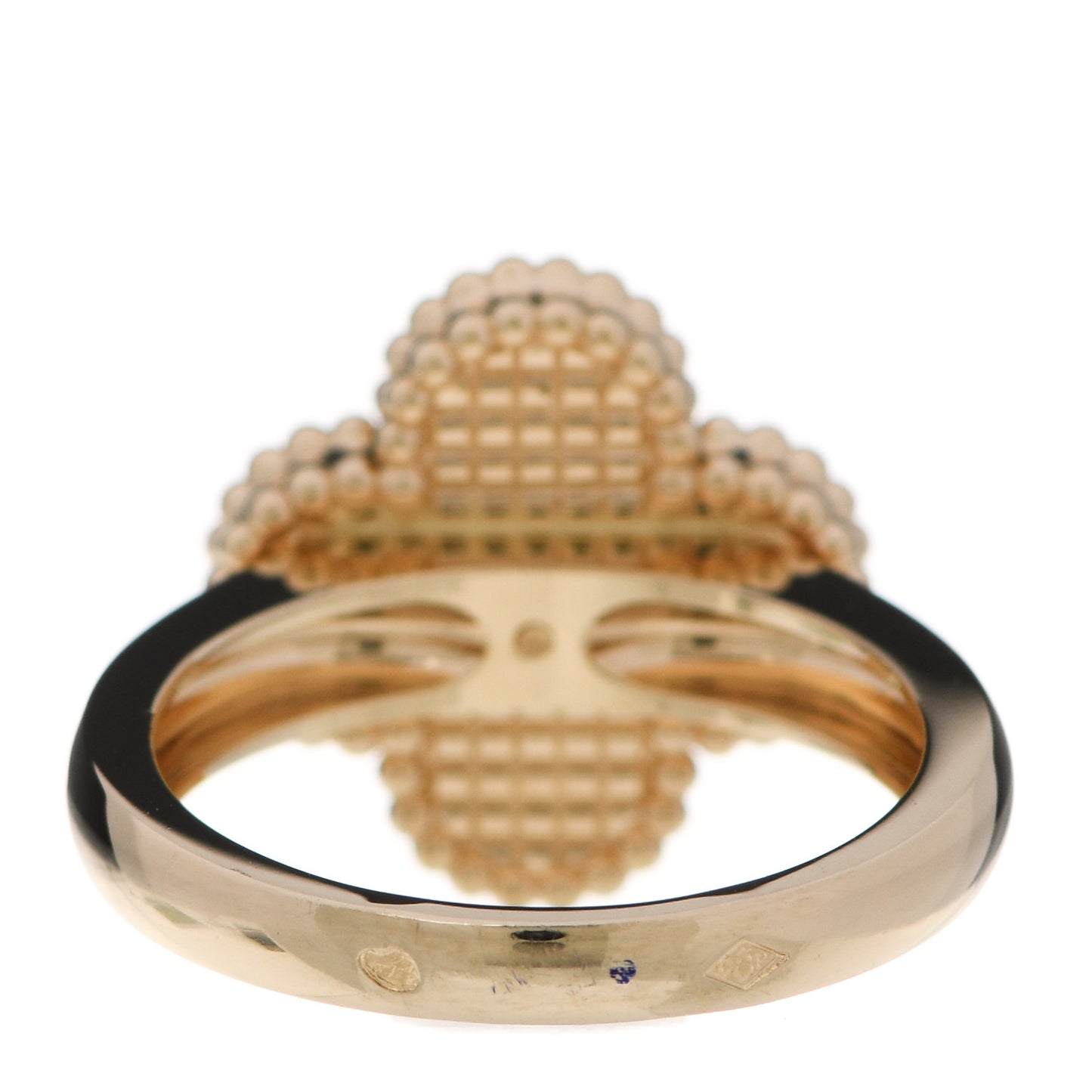18K Yellow Gold Diamond Malachite Vintage Alhambra Ring 52 6