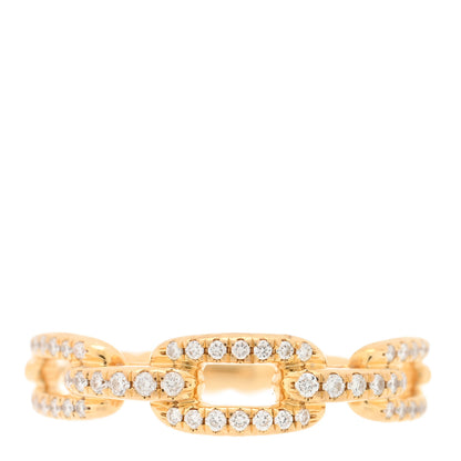 David Yurman 18K Yellow Gold Diamond 4.5mm Stax Single Row Chain Link Ring 49 5 1 of 5