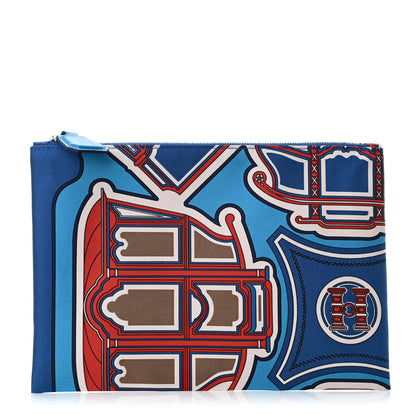 Hermes Silk Les Berlines Silky Pocket Cosmetic Case Bleu Zellige Bleu Frida 1 of 5