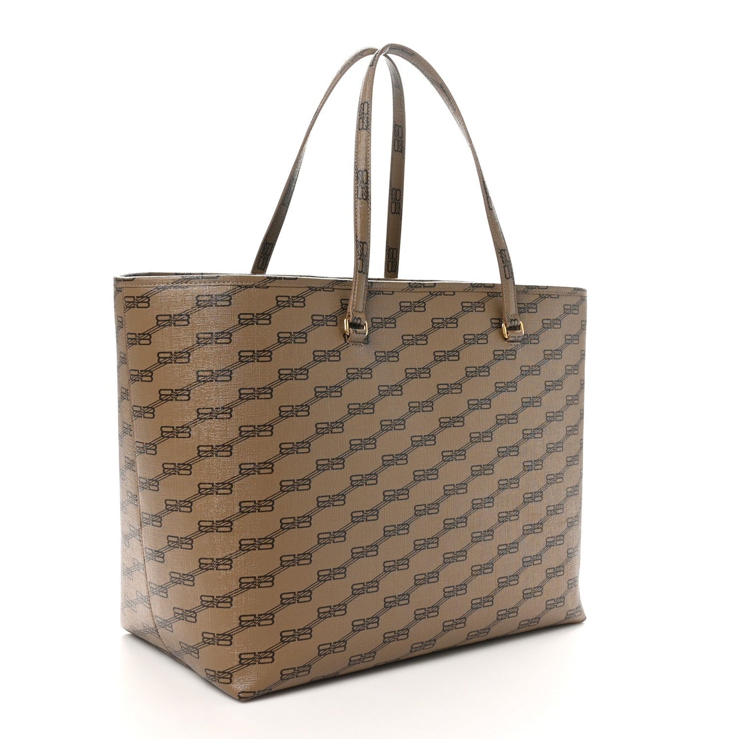 Coated Canvas BB Monogram Large Signature East West Shopper Bag Beige Brown