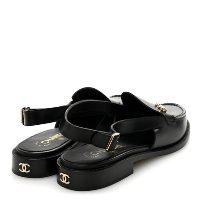 Chanel Calfskin Crystal Slingback Loafers 39 Black 5 of 9