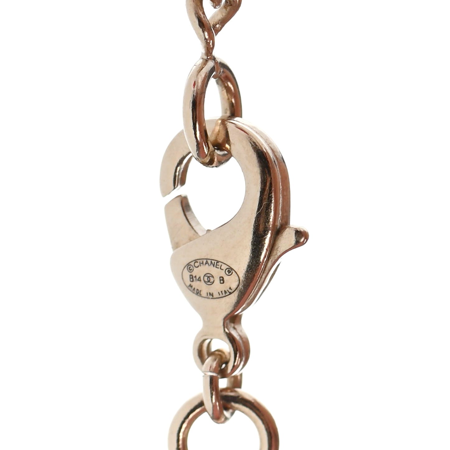 Pearl Crystal CC Pendant Necklace Gold