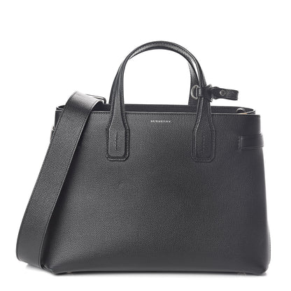 Burberry Grainy Calfskin Vintage Check Medium Banner Tote Black 1 of 9
