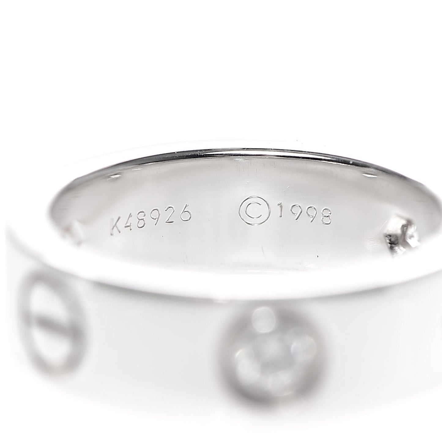 18K White Gold 3 Diamond 5.5mm LOVE Ring 48 4.5