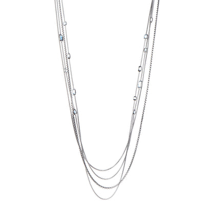 David Yurman Sterling Silver Diamond Blue Topaz Confetti Station Necklace 1 of 5