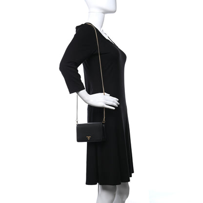 Prada Saffiano Metal Oro Mini Bag Black 3 of 15