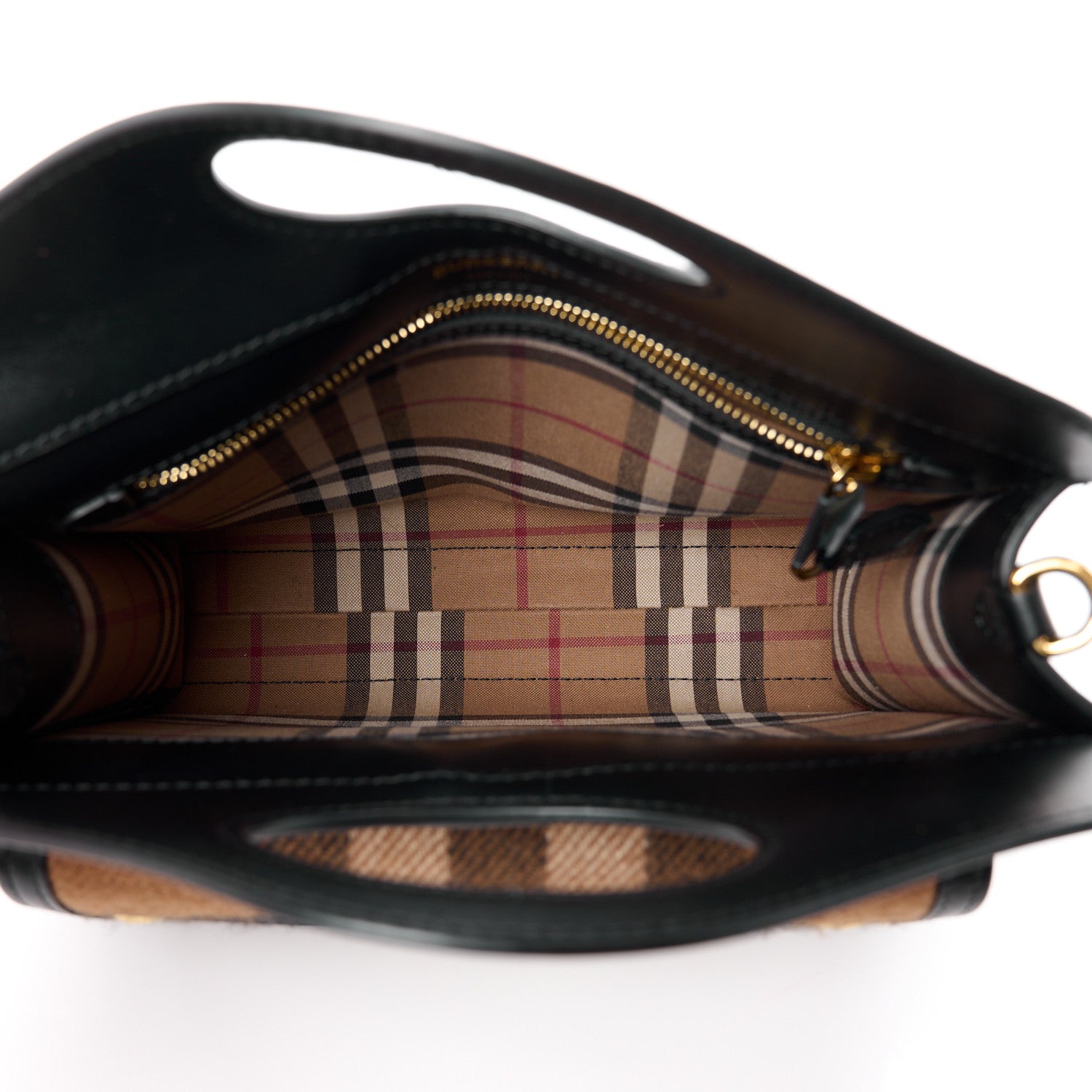 Burberry Smooth Calfskin Cashmere Check Mini Pocket Bag Brown 5 of 13