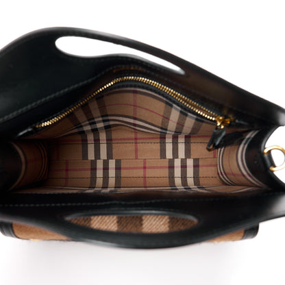Burberry Smooth Calfskin Cashmere Check Mini Pocket Bag Brown 5 of 13