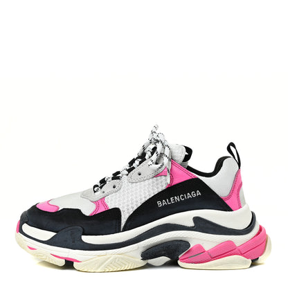 Balenciaga Fabric Mesh Womens Triple S Sneakers 39 Fluo Pink Grey White 1 of 22