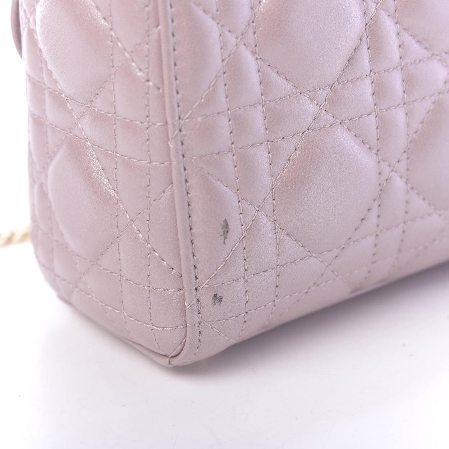 Metallic Lambskin Cannage Mini Lady Dior Lotus