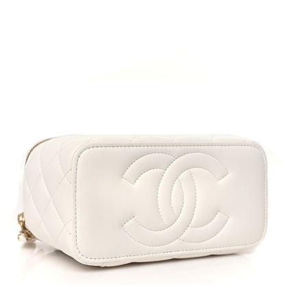 Chanel Lambskin Enamel Quilted Small Coco Hearts Vanity Case With Chain White 4 of 9